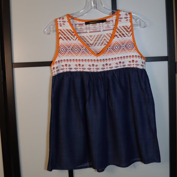 Orange and White Pattern Tank Top Altona Dock Girl - Picture 1 of 5